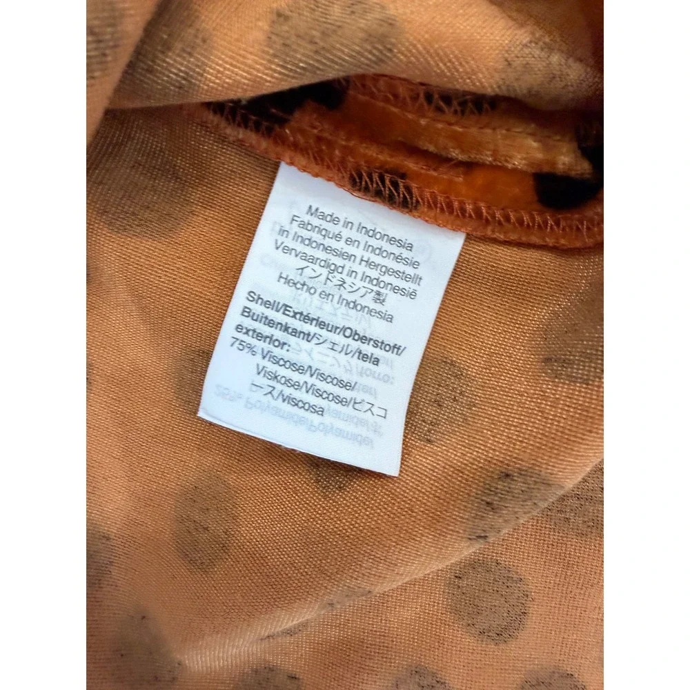 Madewell Velvet Top Womens XS Burnt Orange Polka Dot Ruffle Sleeve Excellent‎